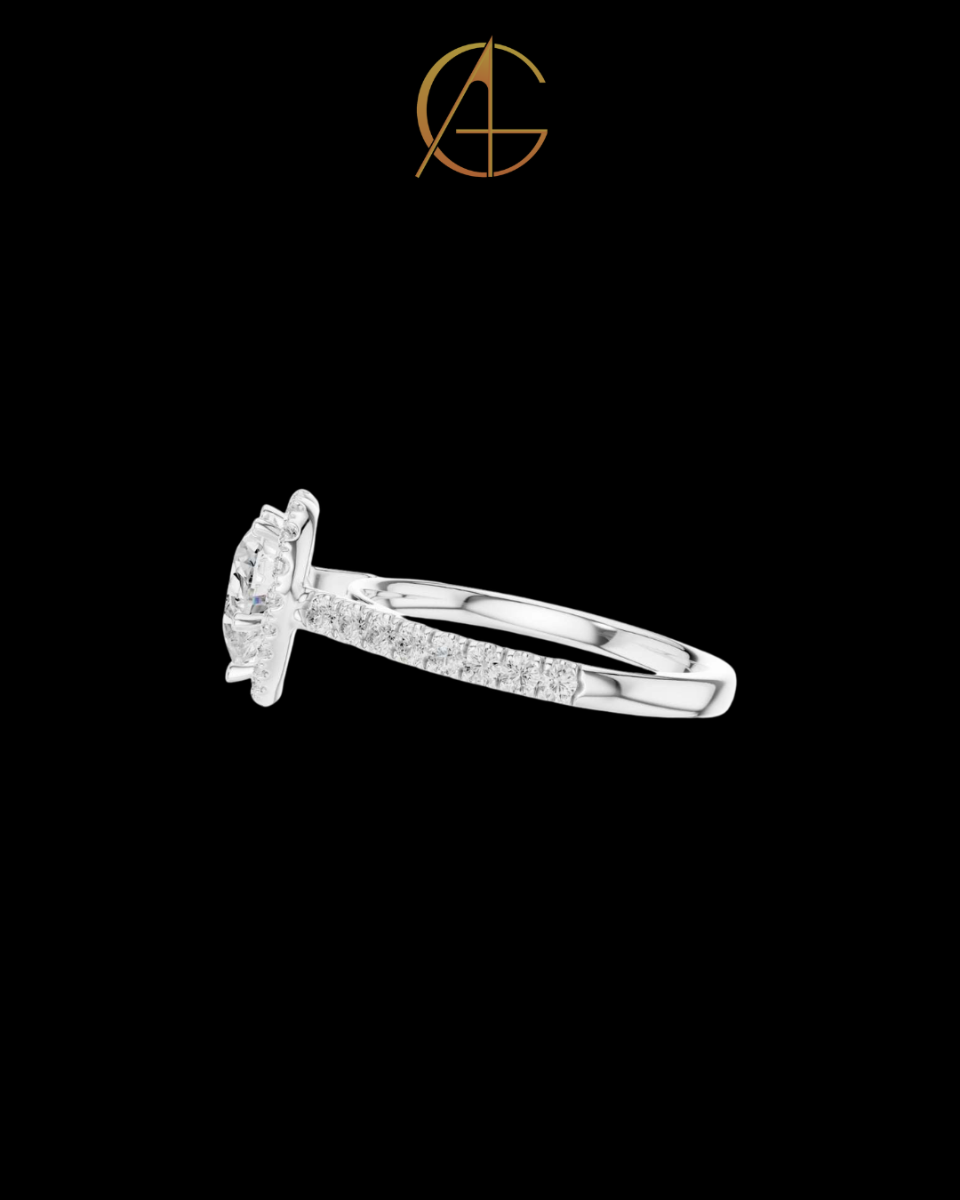 1.50 CT Romantic Heart Shaped Moissanite Diamond Halo Ring with Pave Diamond Band