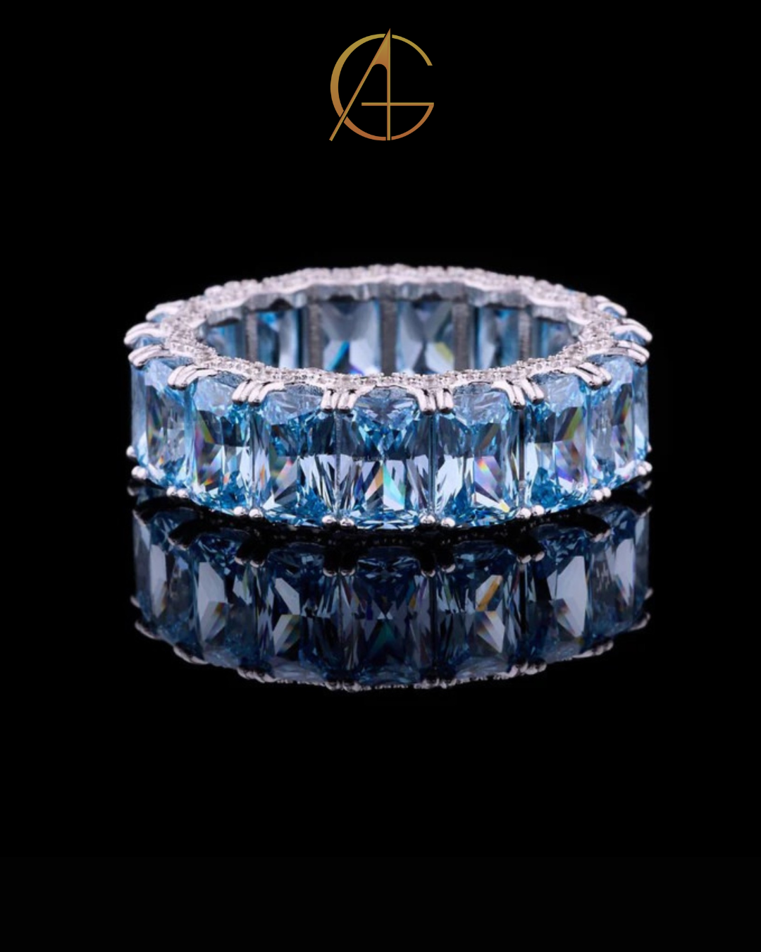 1.20 TCW Full Sparkle Moissanite Emerald Cut Diamond Eternity Luxury Statement Band