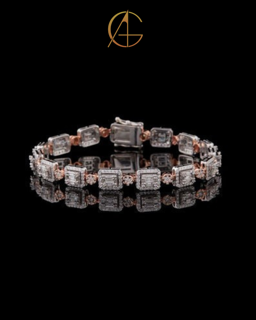 925 silver iced out vvs1 moissanite baguette diamond cluster tennis bracelet by Auren Gems