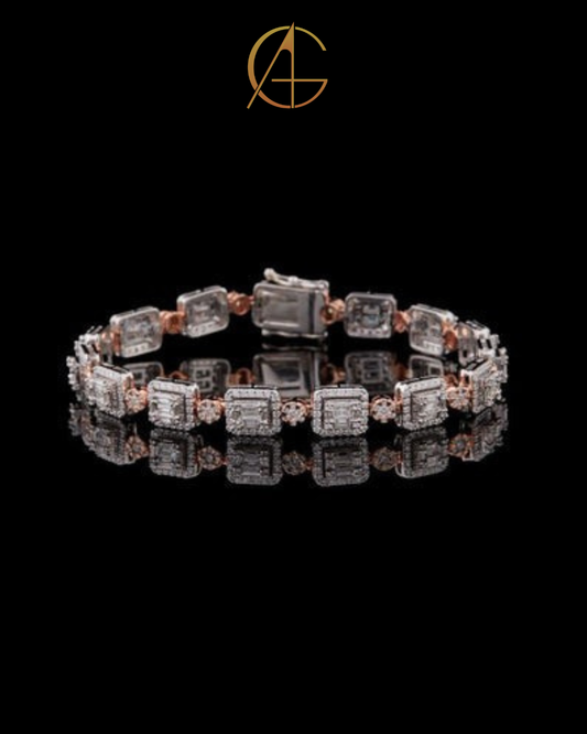 925 silver iced out vvs1 moissanite baguette diamond cluster tennis bracelet by Auren Gems