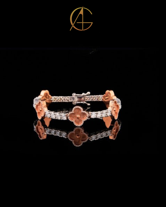 Iced Out Clover Bracelet - GRA Certified Moissanite Gift