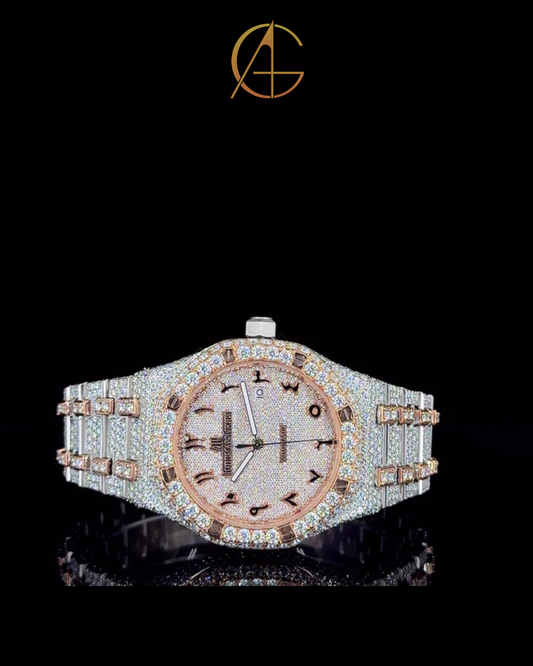 AP Rose White With Arabic Dial Moissanite Diamond Watch