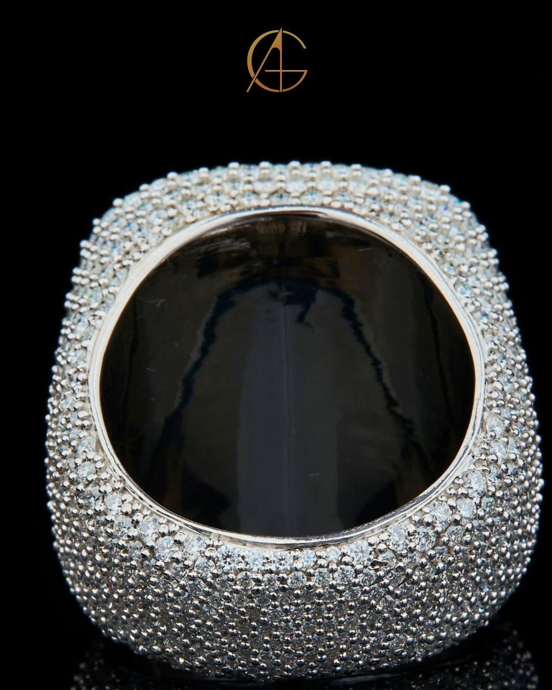 Full Silver Ice Out Round and Baguette Cut Moissanite Diamond HipHop Ring By Auren Gems