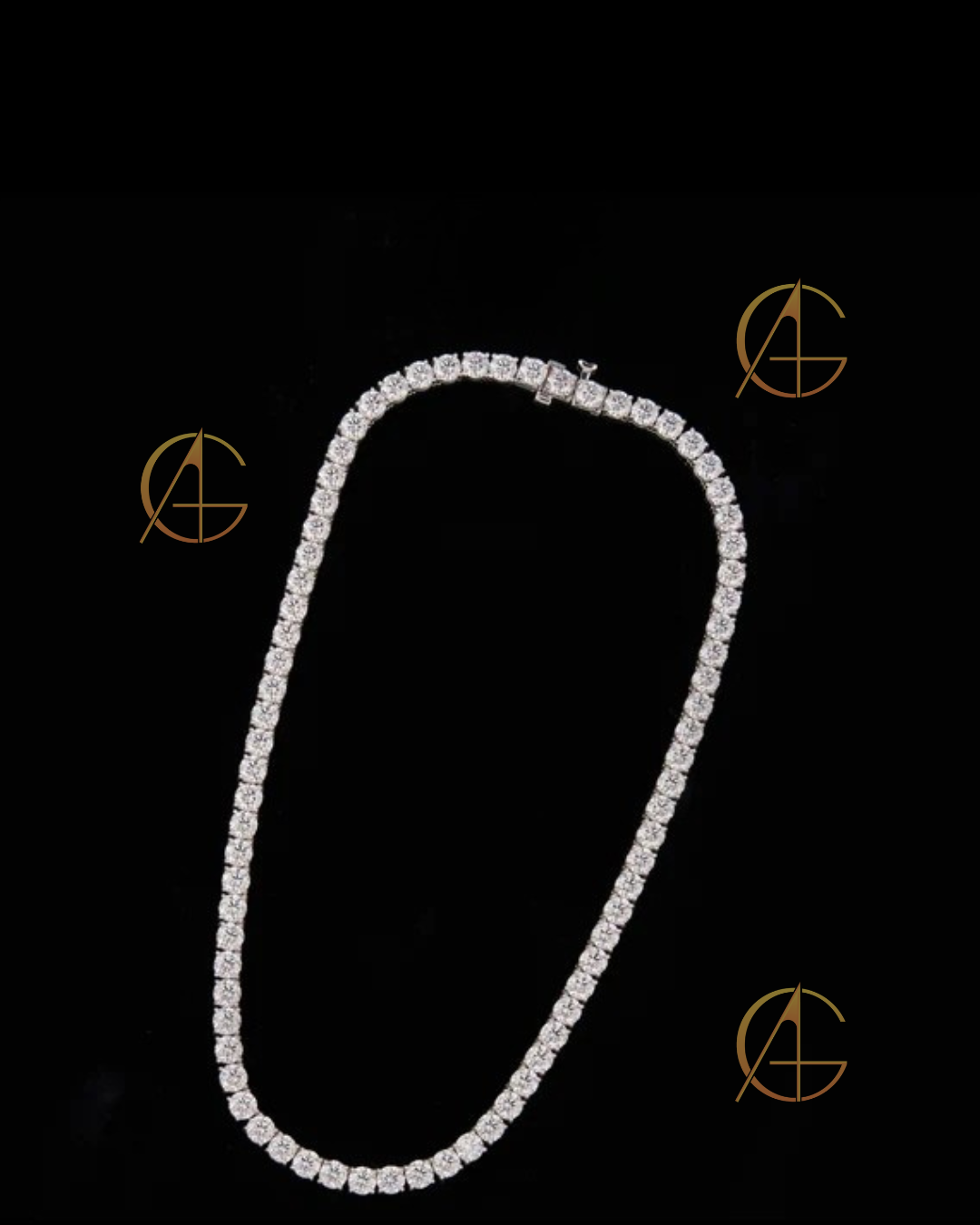 Hip Hop Moissanite Tennis Chain 925 Solid Silver Iced Out Necklace for Men