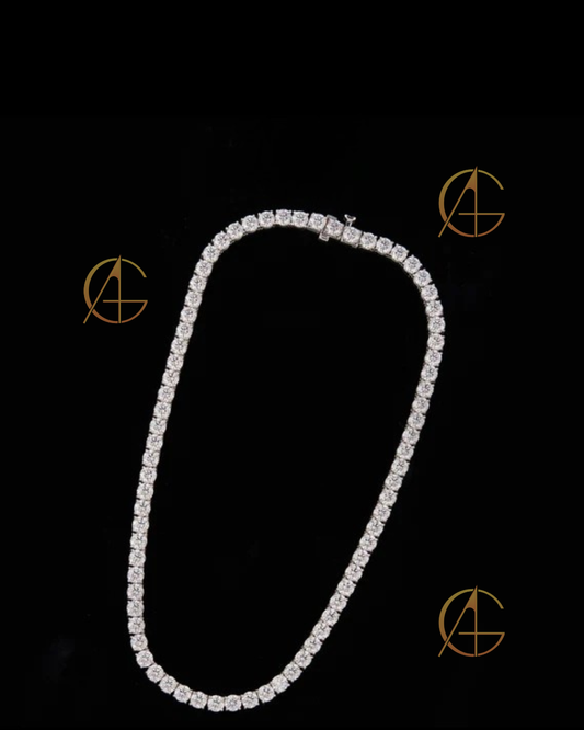 Hip Hop Moissanite Tennis Chain 925 Solid Silver Iced Out Necklace for Men