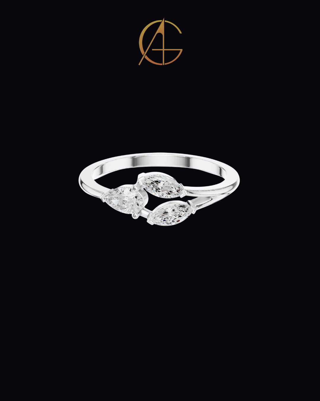 0.38 TCW Elegant Pear and Double Marquise Cut Moissanite Diamond Open Band Ring
