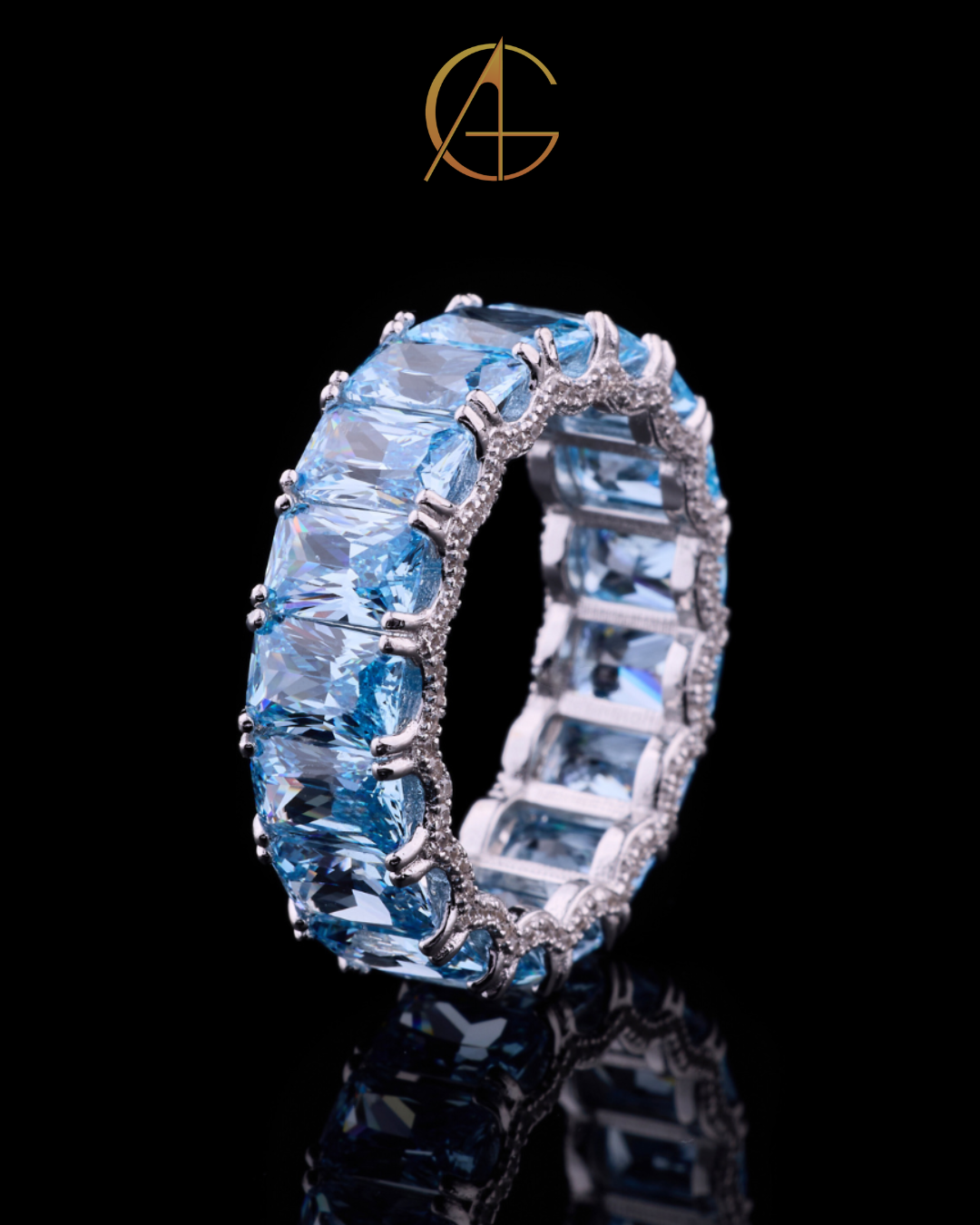 1.20 TCW Full Sparkle Moissanite Emerald Cut Diamond Eternity Luxury Statement Band