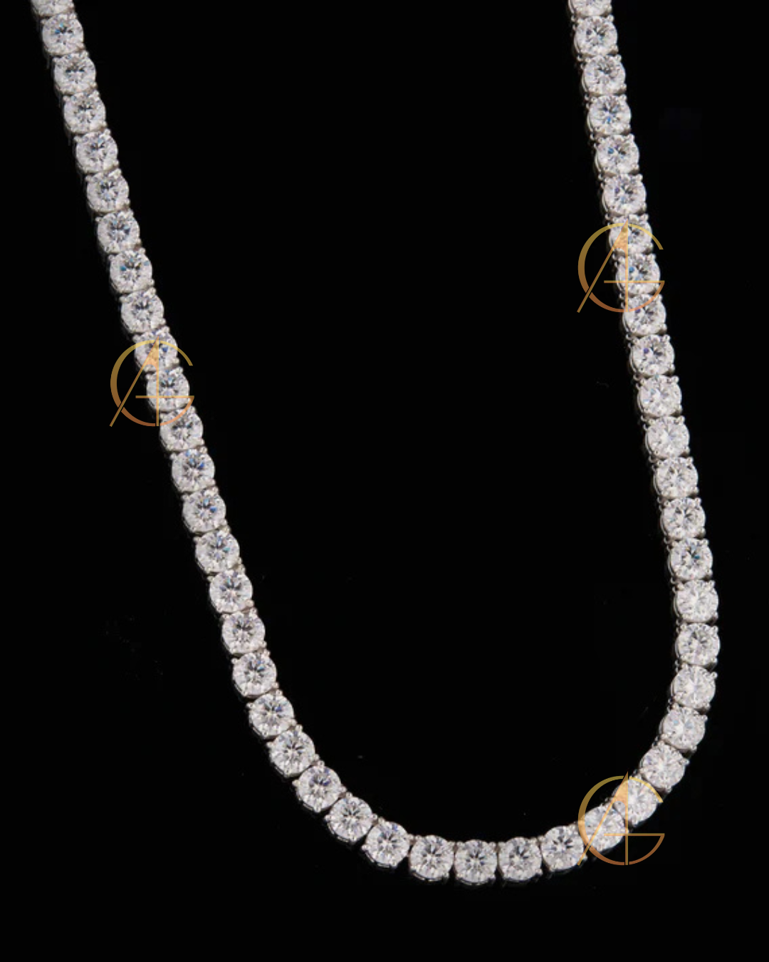Hip Hop Moissanite Tennis Chain 925 Solid Silver Iced Out Necklace for Men