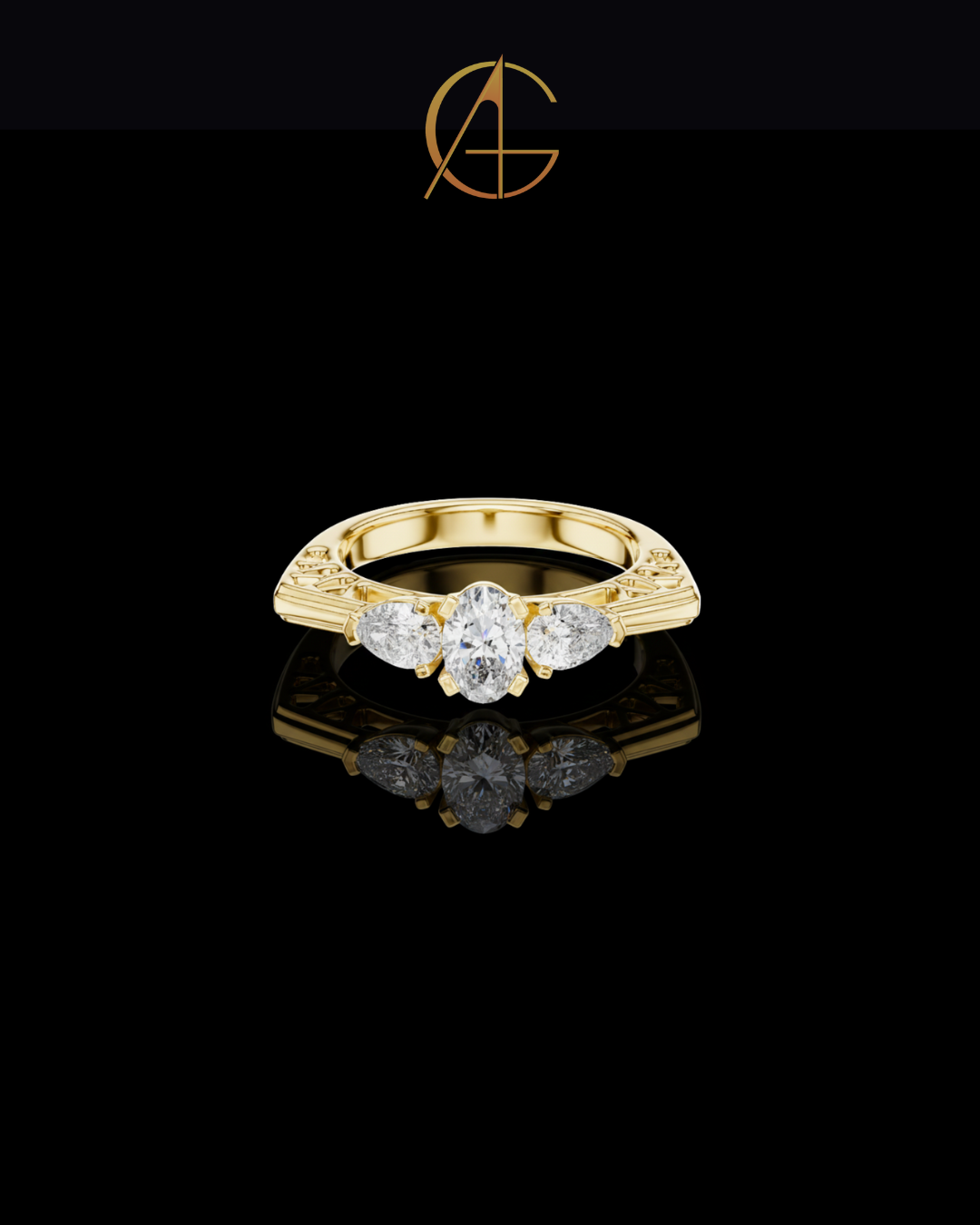 0.06 TCW Timeless Clover Ring with Brilliant Round Moissanite Diamond Trio