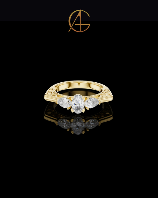 0.06 TCW Timeless Clover Ring with Brilliant Round Moissanite Diamond Trio