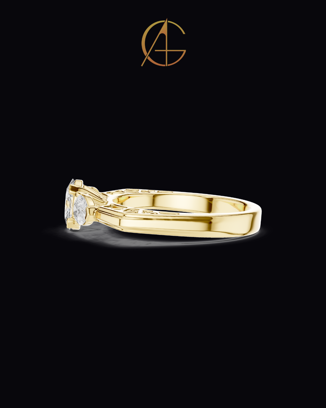 0.50 CT Regal Bloom Oval Cut Moissanite Diamond Ring with Pear Accents and Ornamental