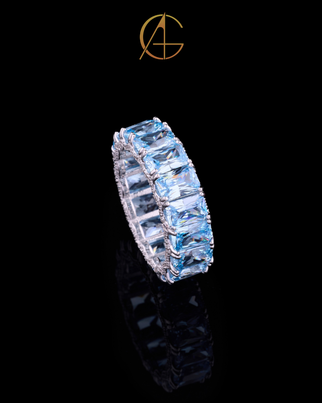 1.20 TCW Full Sparkle Moissanite Emerald Cut Diamond Eternity Luxury Statement Band
