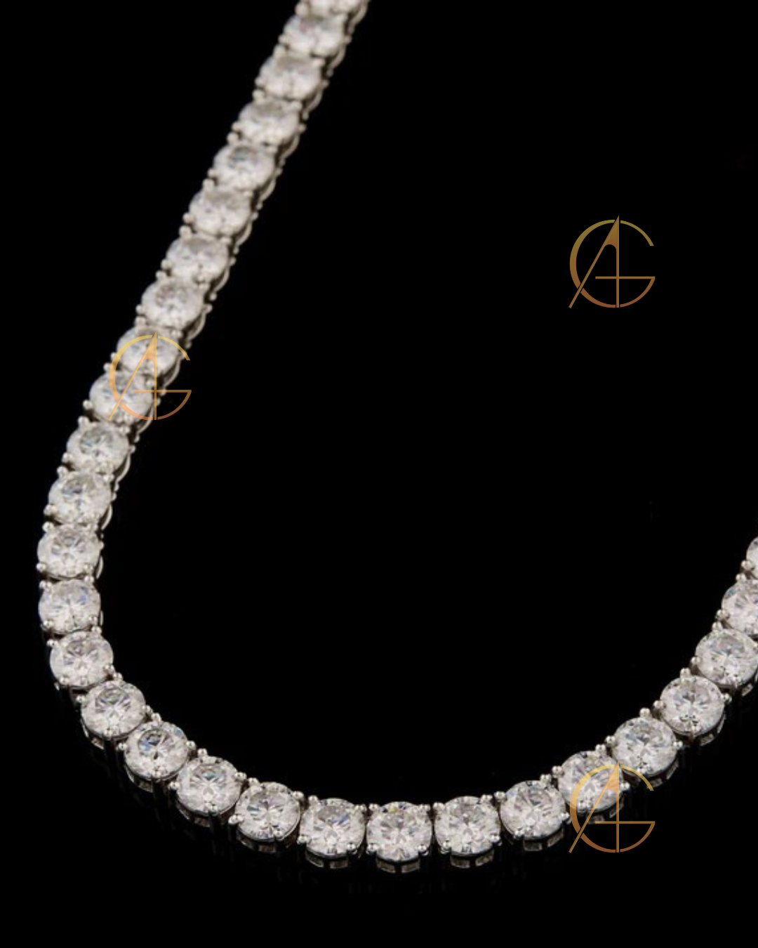 Hip Hop Moissanite Tennis Chain 925 Solid Silver Iced Out Necklace for Men