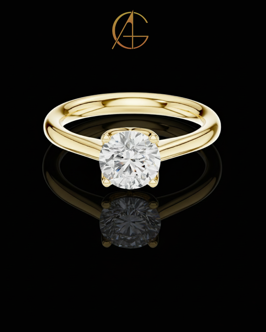 1.1 TCW Classic Round Cut Moissanite Diamond Look Solitaire Ring Minimalist Fine Jewelry Gift for Her