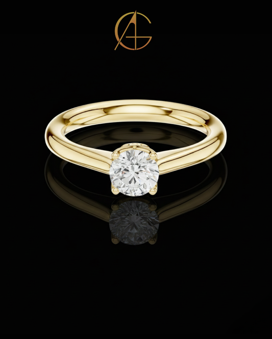 0.61 TCW Dazzling Round Cut Moissanite Diamond Solitaire Minimalist Classic Engagement Ring Fine Jewelry