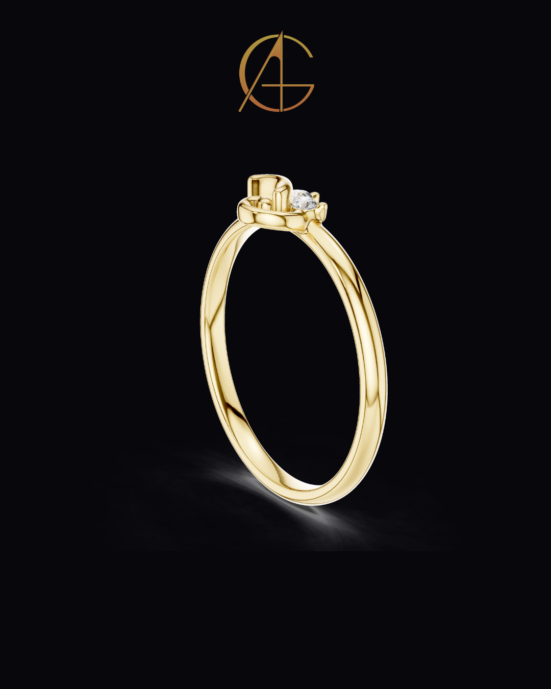 0.042 TCW Swirl Solitaire Band Adorned with a Brilliant Trio of Moissanite Diamonds