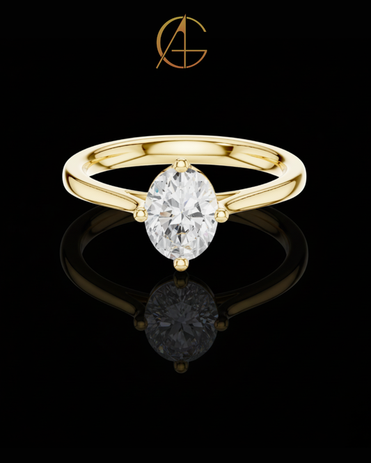 1.12 TCW Sparkling Oval Radiance Moissanite Diamond Solitaire Ring Elegant Modern Minimalist Engagement Ring For Her