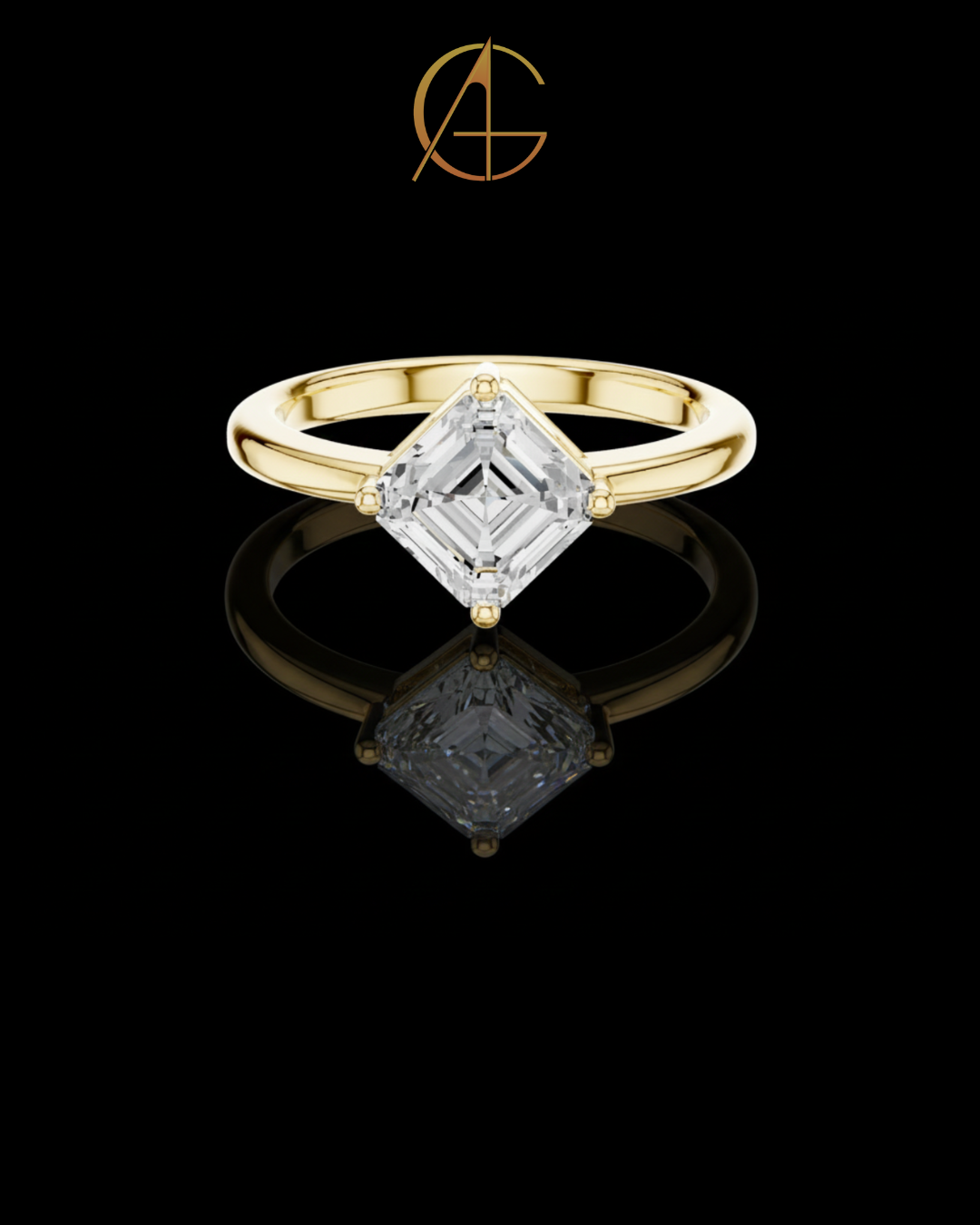 1.44 TCW Elegant Solitaire Ring Featuring a Emerald Square Moissanite Diamond in a Four Prong Setting