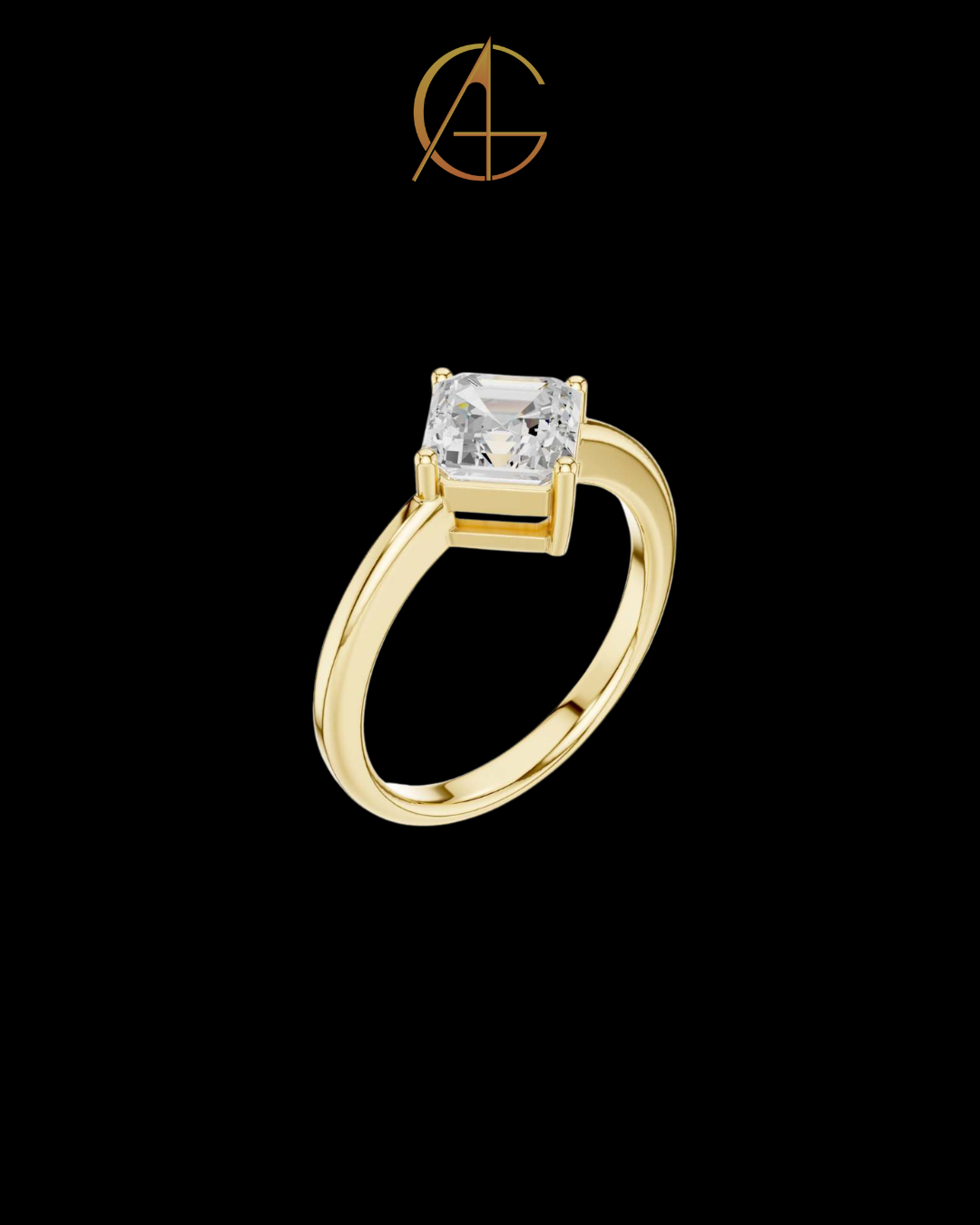 1.44 TCW Elegant Solitaire Ring Featuring a Emerald Square Moissanite Diamond in a Four Prong Setting