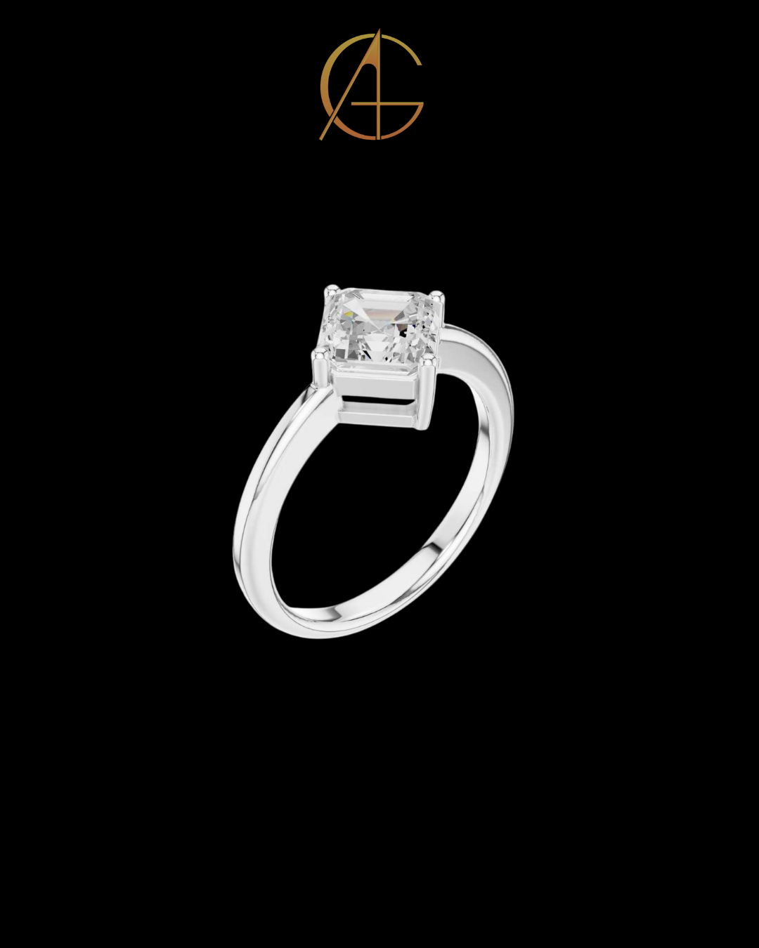 1.44 TCW Elegant Solitaire Ring Featuring a Emerald Square Moissanite Diamond in a Four Prong Setting