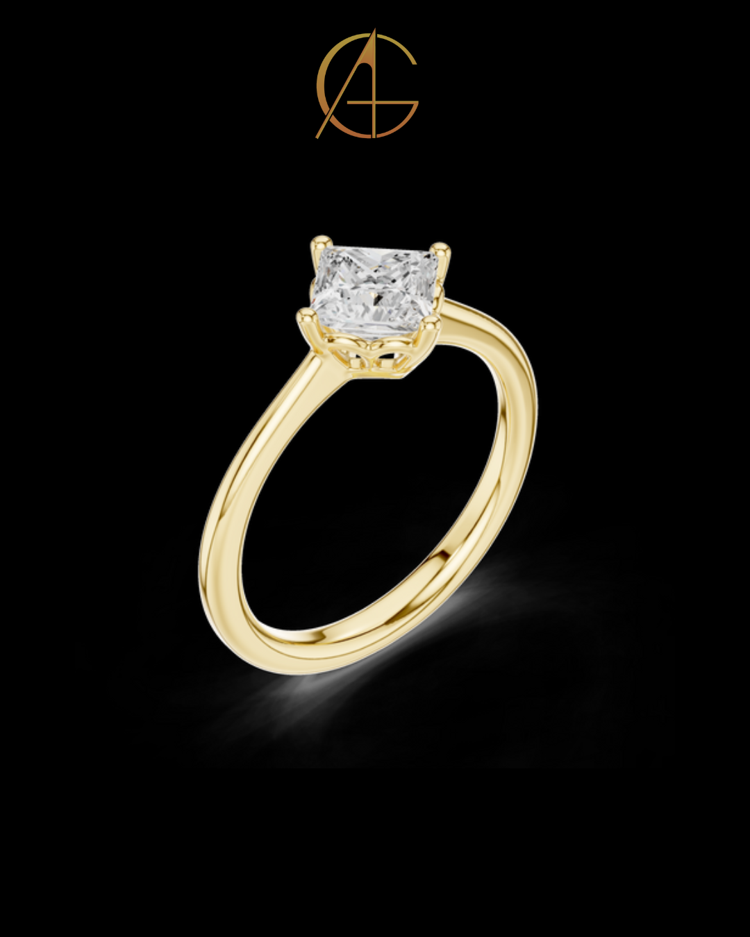 0.78 TCW Shiny Princess Cut Moissanite Diamond Solitaire Dainty Engagement Ring Unique Modern Design For Her