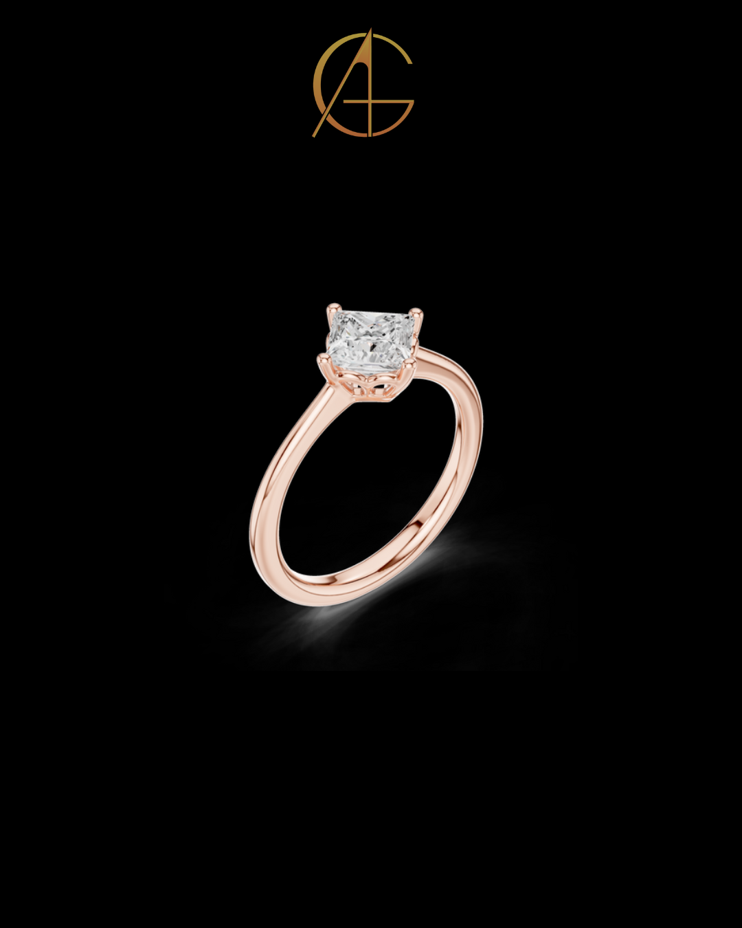 0.78 TCW Shiny Princess Cut Moissanite Diamond Solitaire Dainty Engagement Ring Unique Modern Design For Her