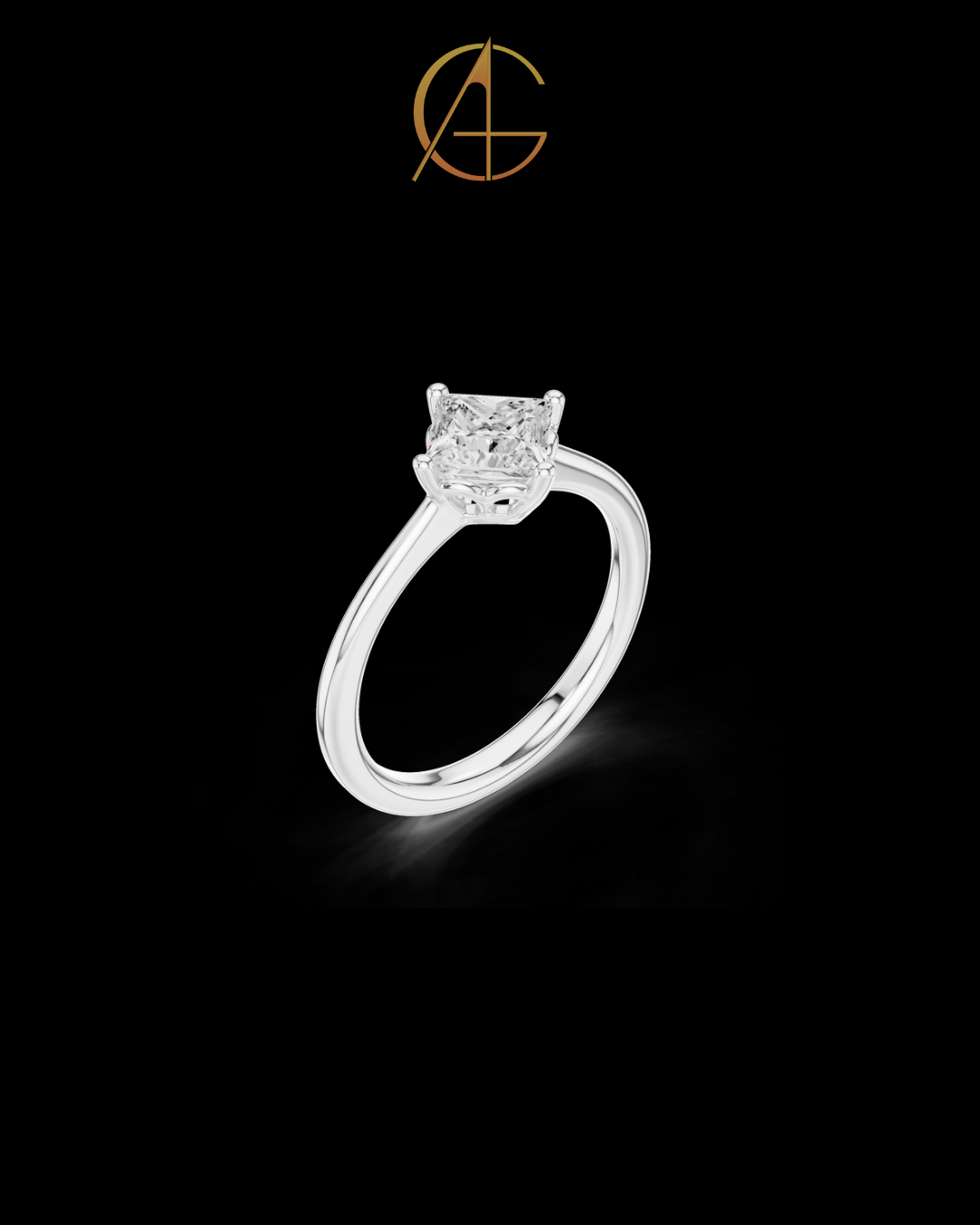 0.78 TCW Shiny Princess Cut Moissanite Diamond Solitaire Dainty Engagement Ring Unique Modern Design For Her