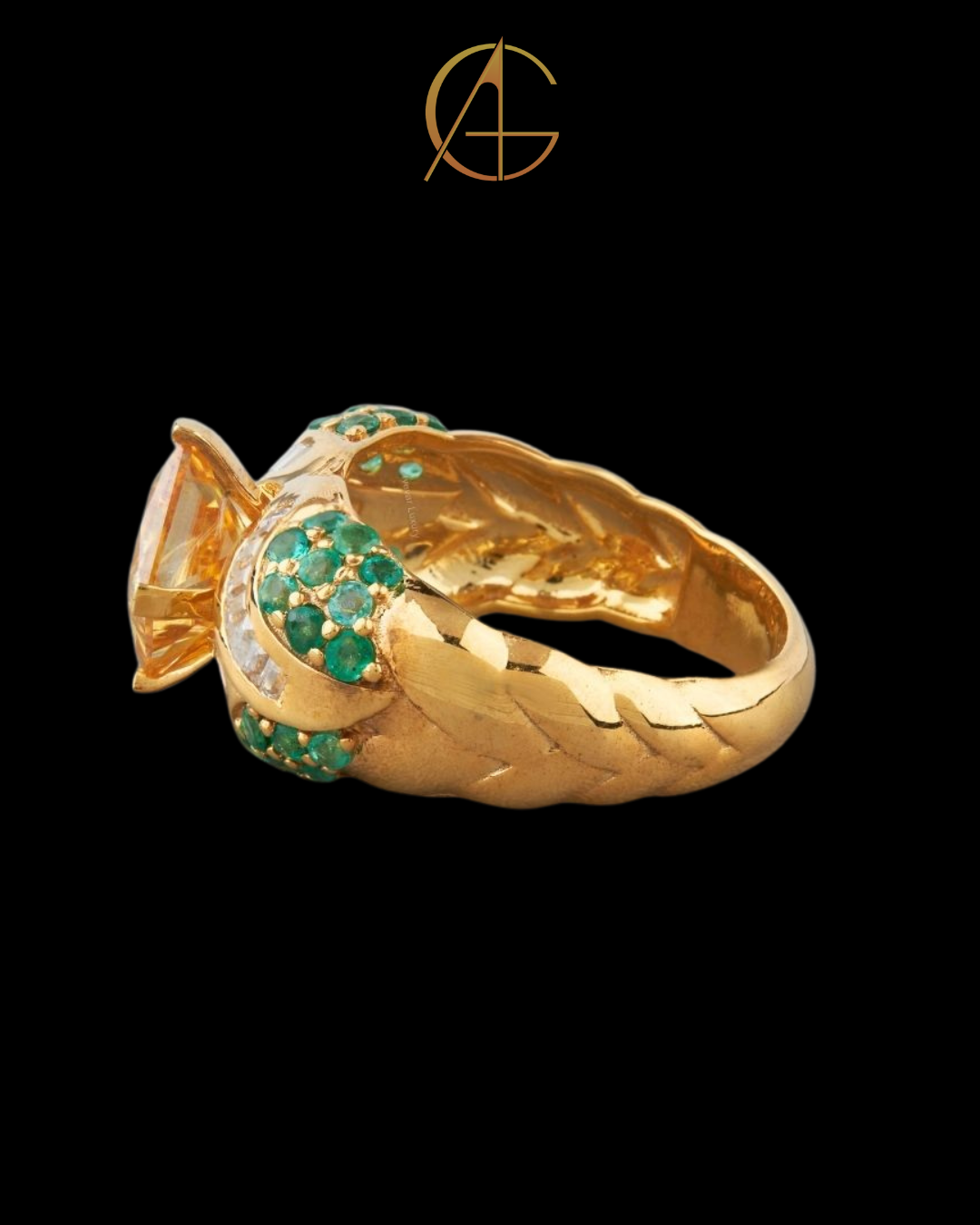 1.00 CT Imperial Ring with Princess Cut Yellow Gemstone and Emerald Moissanite Diamond