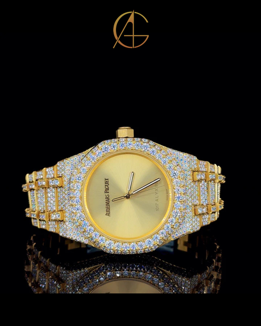 AP Two-Tone With Full Gold Dial Moissanite Diamond Watch