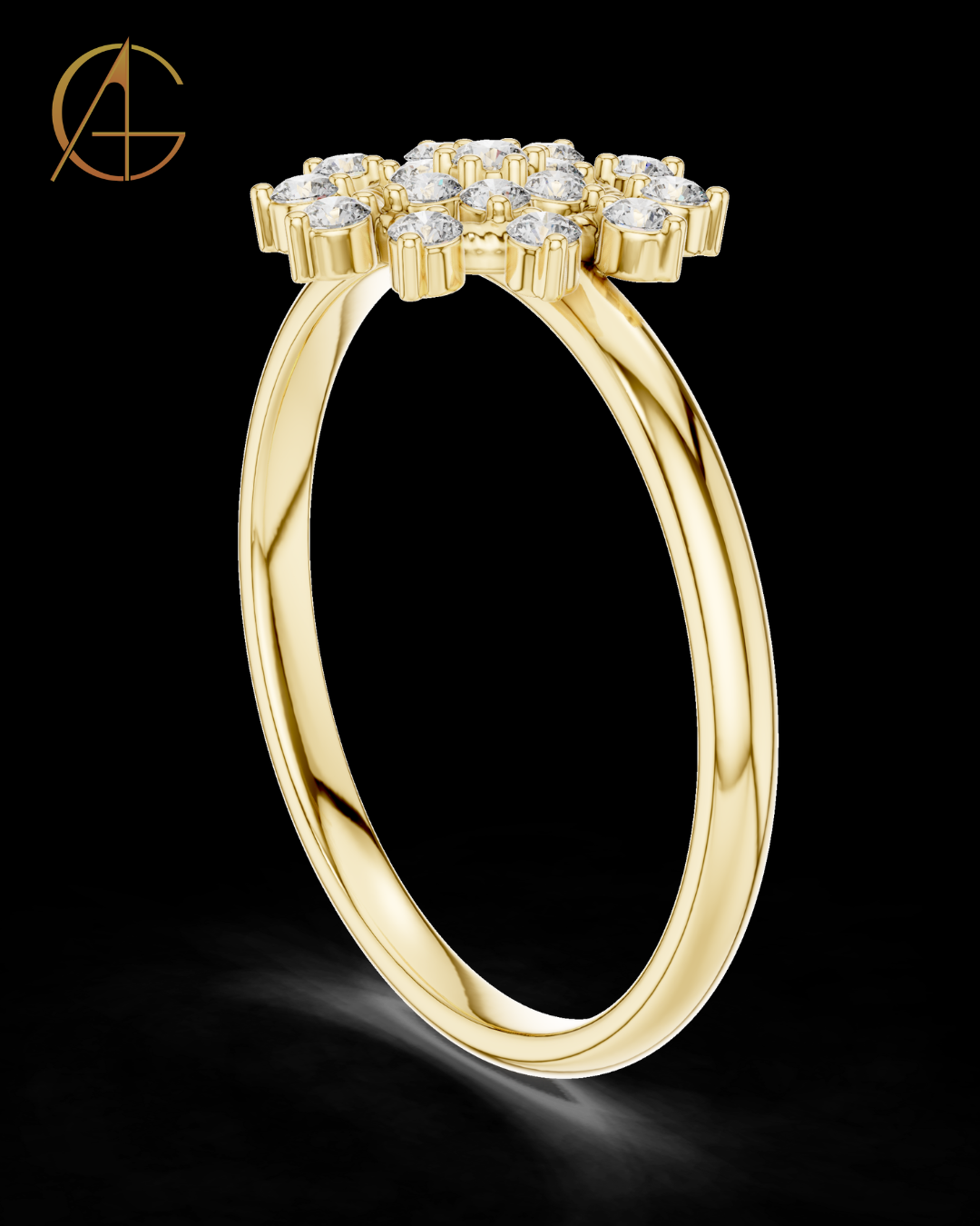 0.14 TCW Exquisite Sunburst Inspired Floral Moissanite Diamond Ring in Luxurious