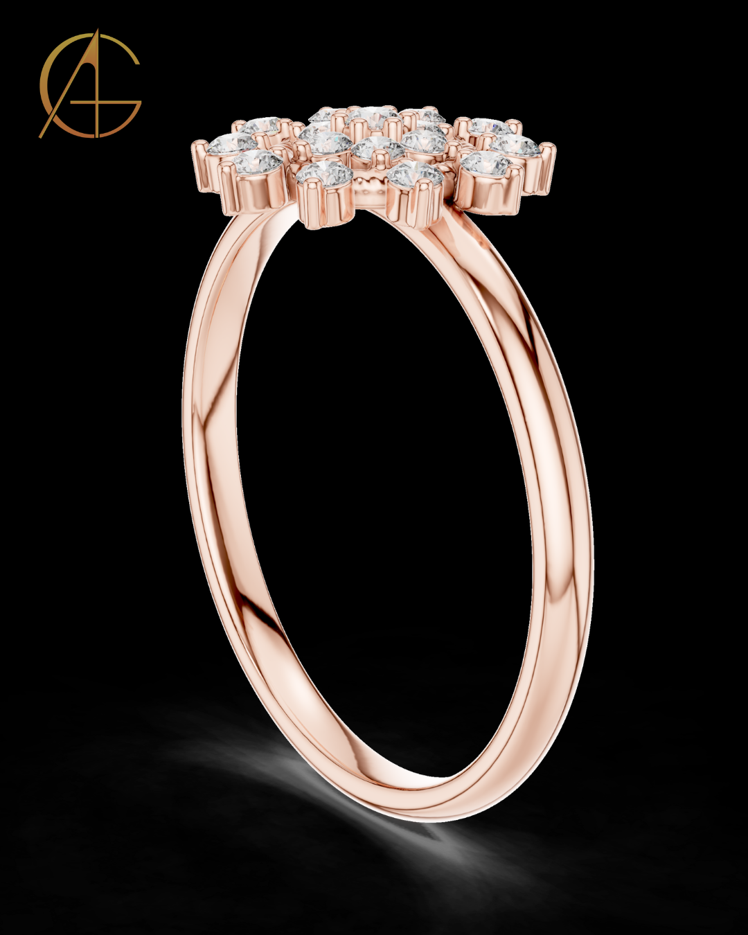 0.14 TCW Exquisite Sunburst Inspired Floral Moissanite Diamond Ring in Luxurious