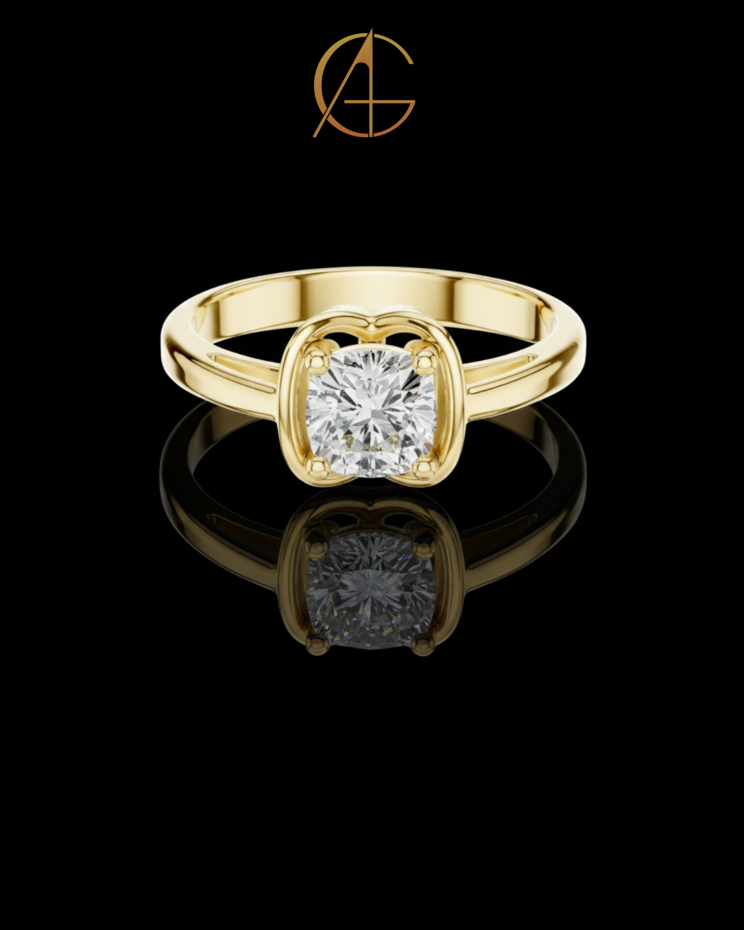 0.77 TCW Timeless Cushion Cut Moissanite Diamond Solitaire Ring with unique Bezel Setting