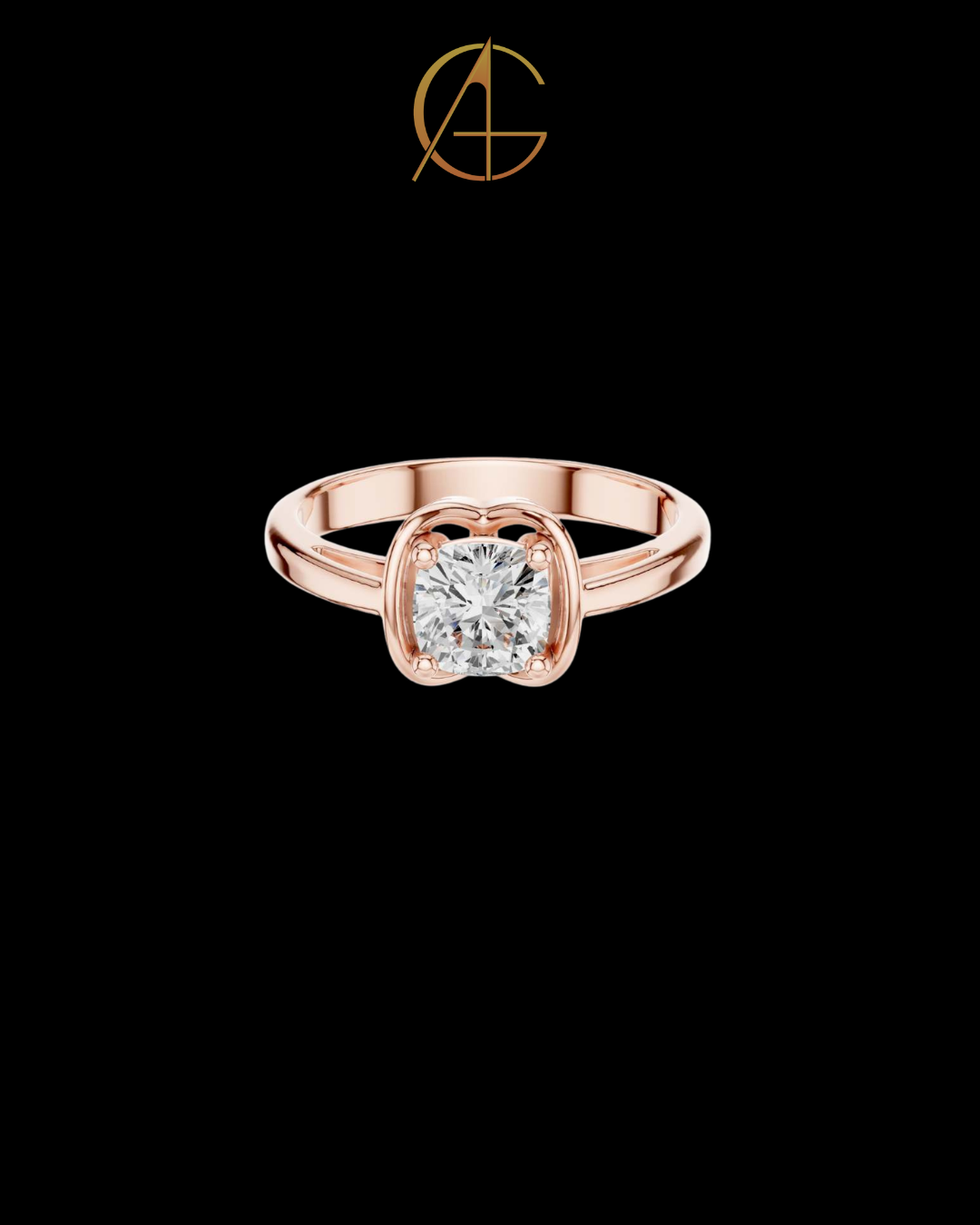0.77 TCW Timeless Cushion Cut Moissanite Diamond Solitaire Ring with unique Bezel Setting