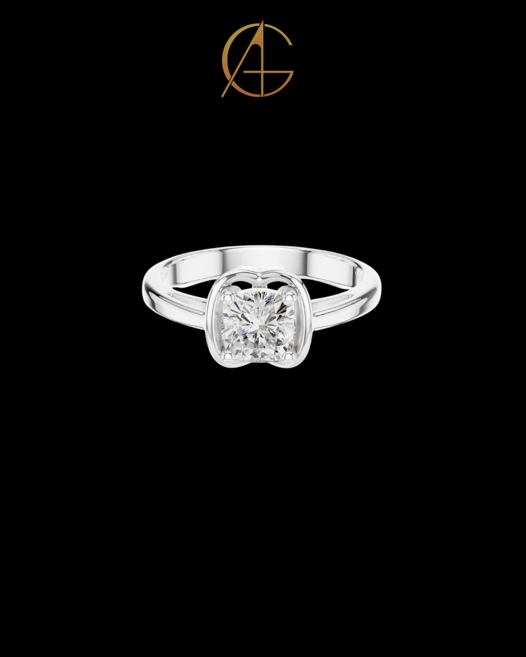0.77 TCW Timeless Cushion Cut Moissanite Diamond Solitaire Ring with unique Bezel Setting