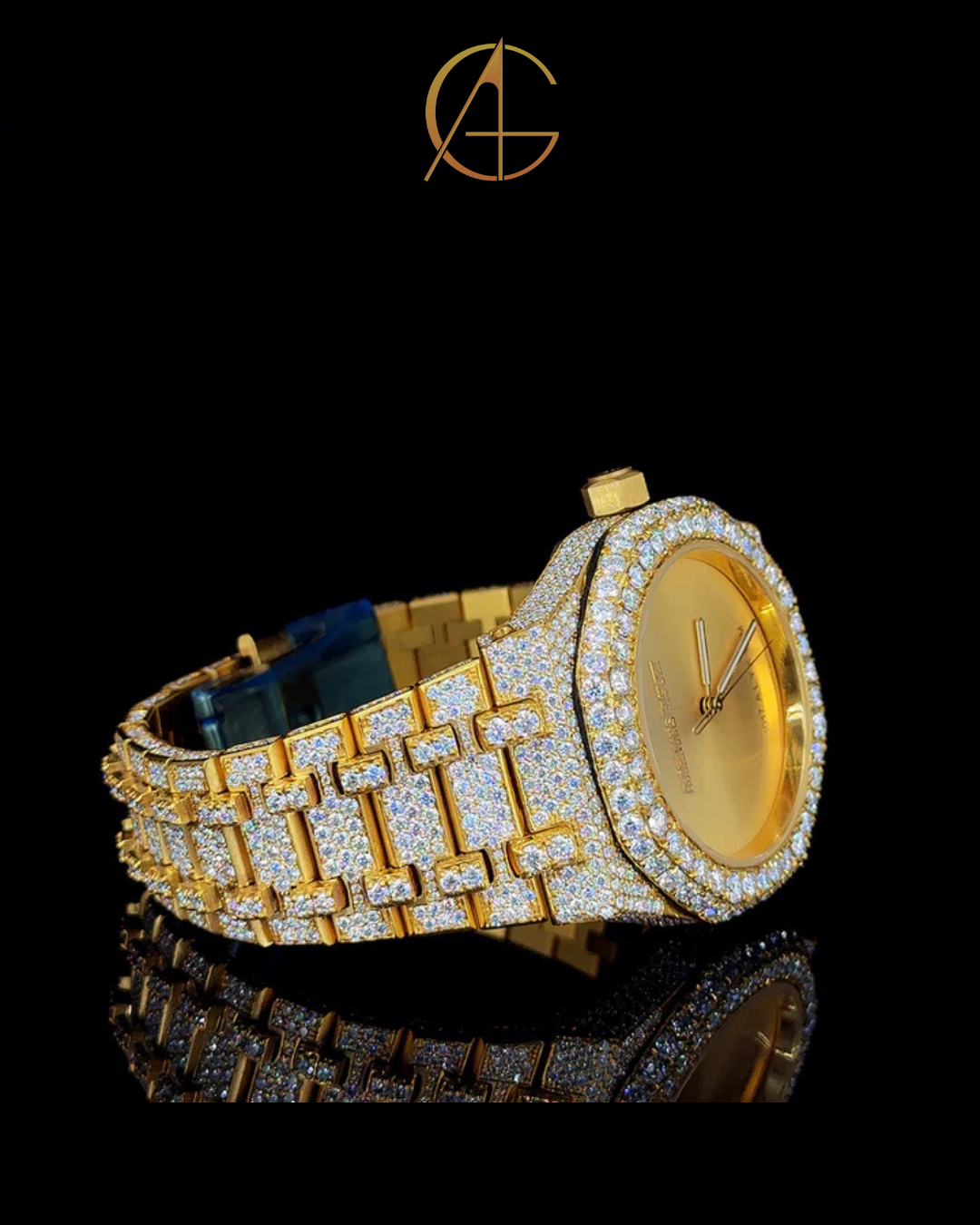 AP Two-Tone With Full Gold Dial Moissanite Diamond Watch