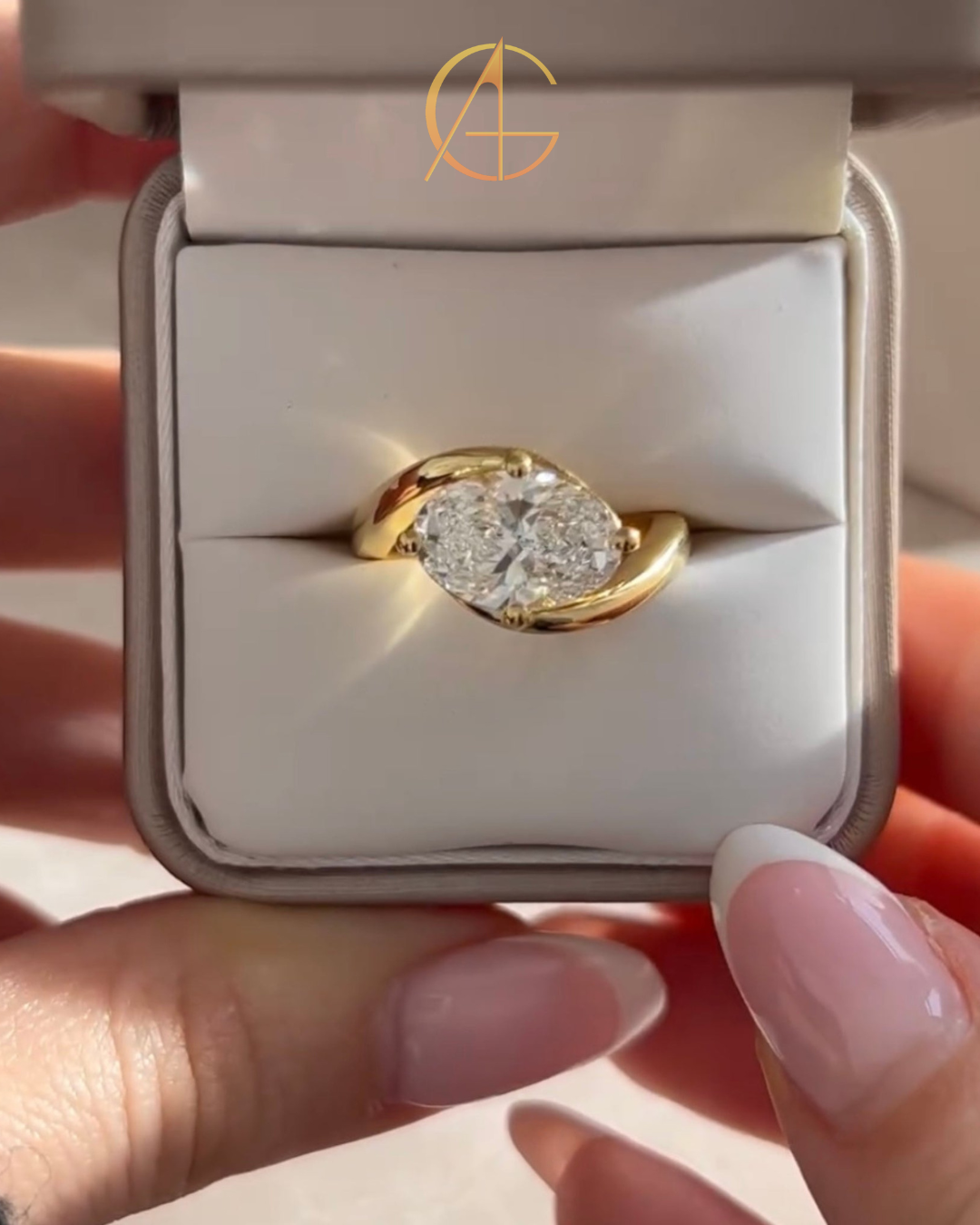 2.5 TCW Opulent Oval Moissanite Solitaire Ring with Sleek Bypass Gold Band and Minimalist High Polish Finish