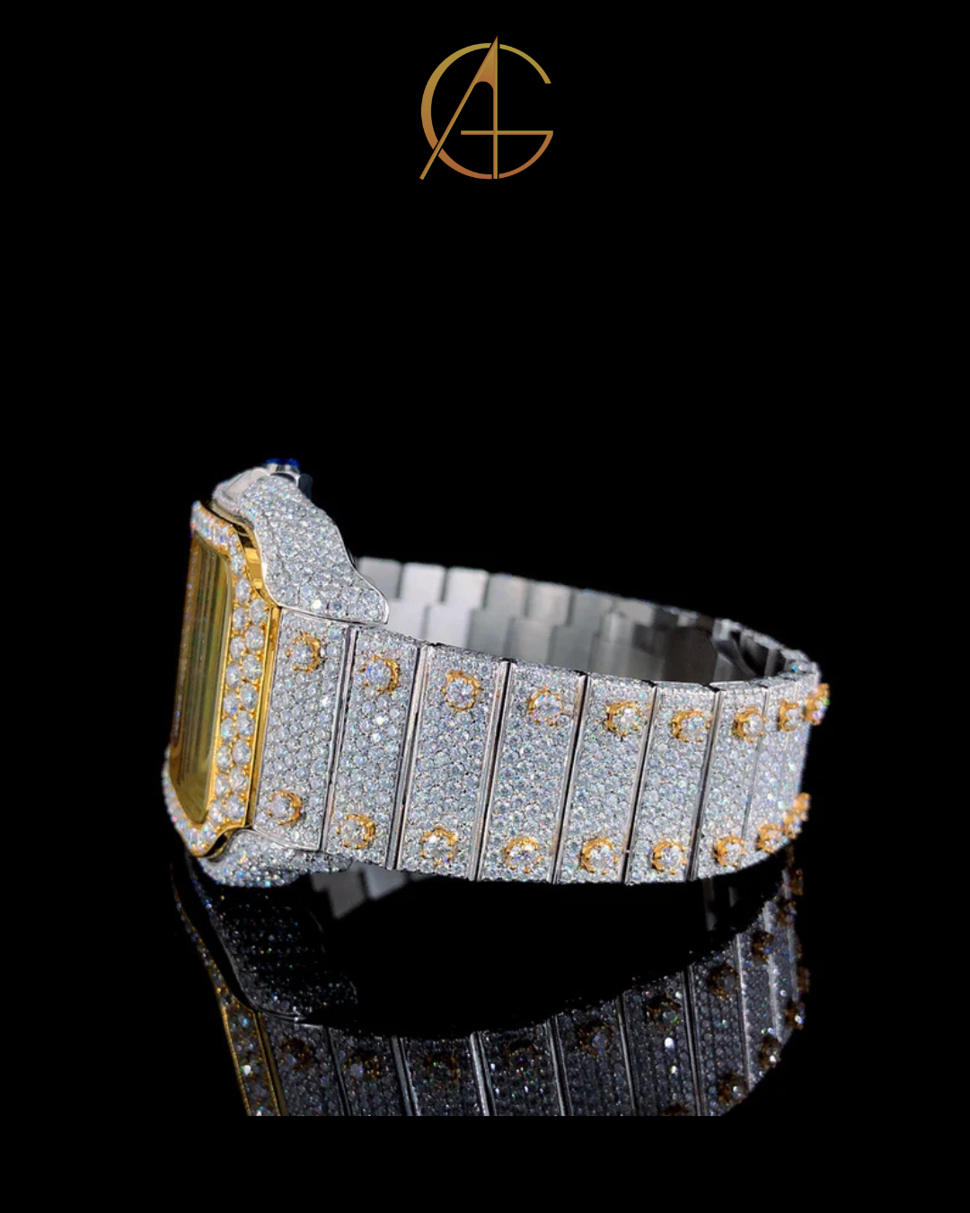 Cartier Two Ton Silver and Gold With Green Arabic Dial Watch