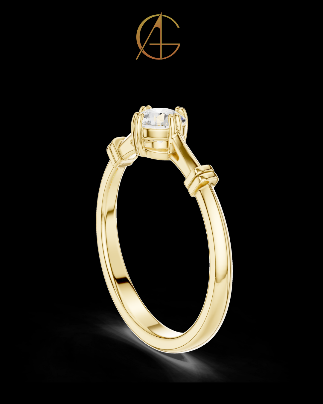 0.35 TCW Solitaire Moissanite Diamond Ring with Sculpted Band Detailing in Lustrous