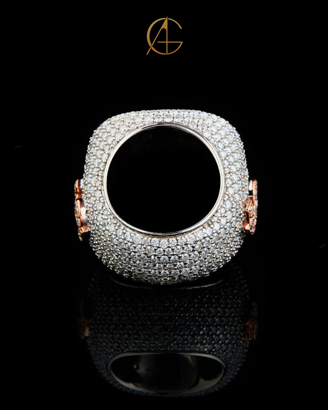 Custom Two-Tone Moissanite Diamond Championship Ring with Baguette and Pave Detailing