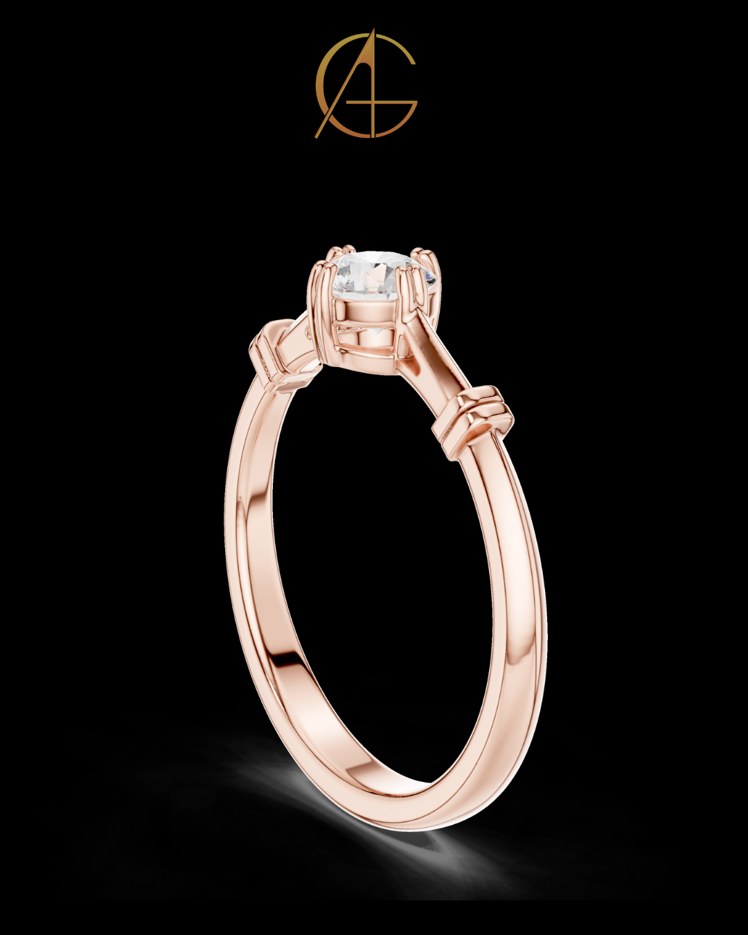 0.35 TCW Solitaire Moissanite Diamond Ring with Sculpted Band Detailing in Lustrous