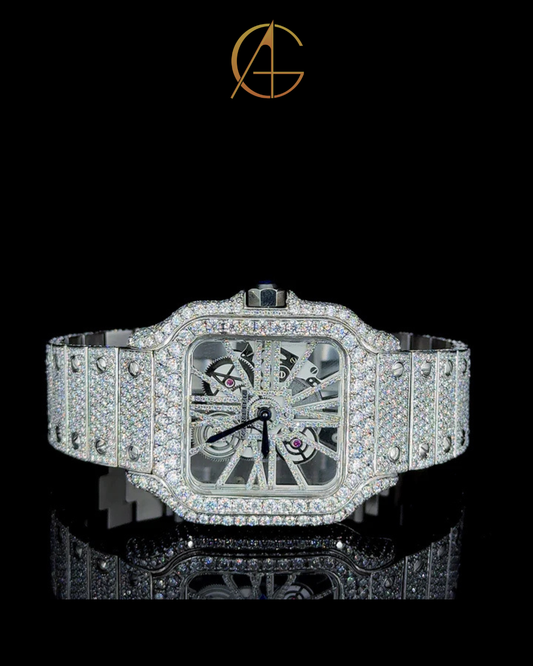 Cartier Full White With Skeleton Dial Moissanite Diamond Watch