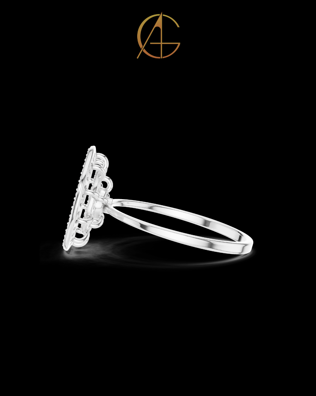 0.041 CT Radiant Halo Concentric Moissanite Diamond Ring With Multi-Layered Circle Design