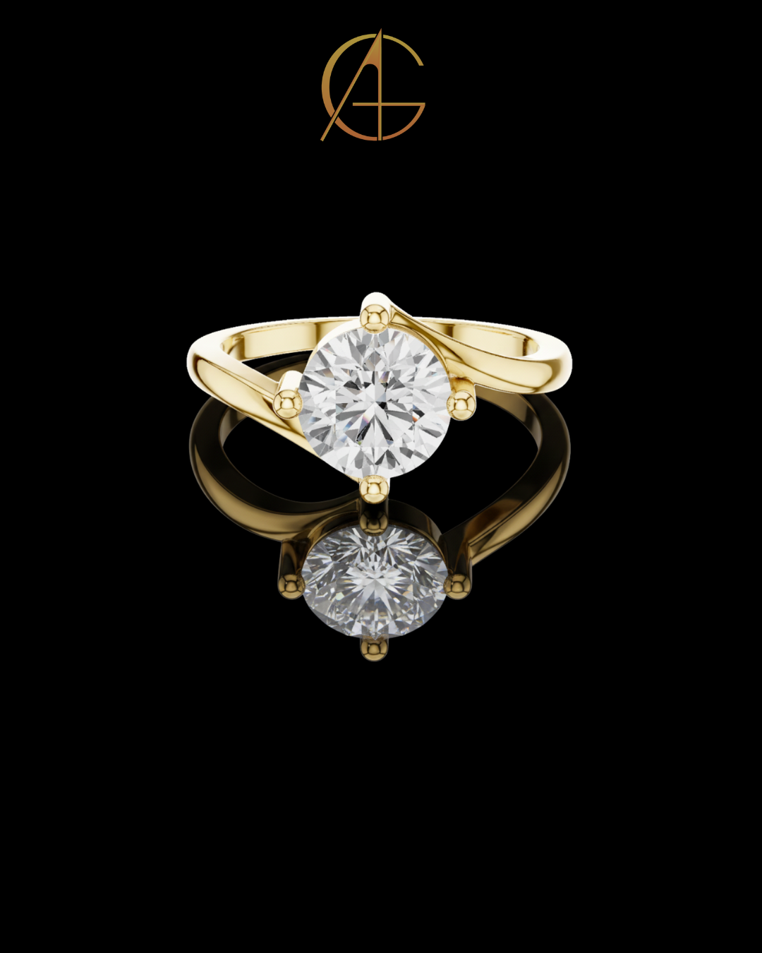 1.00 TCW Exquisite Twisted Band Solitaire Ring Showcasing a Round Moissanite Diamond