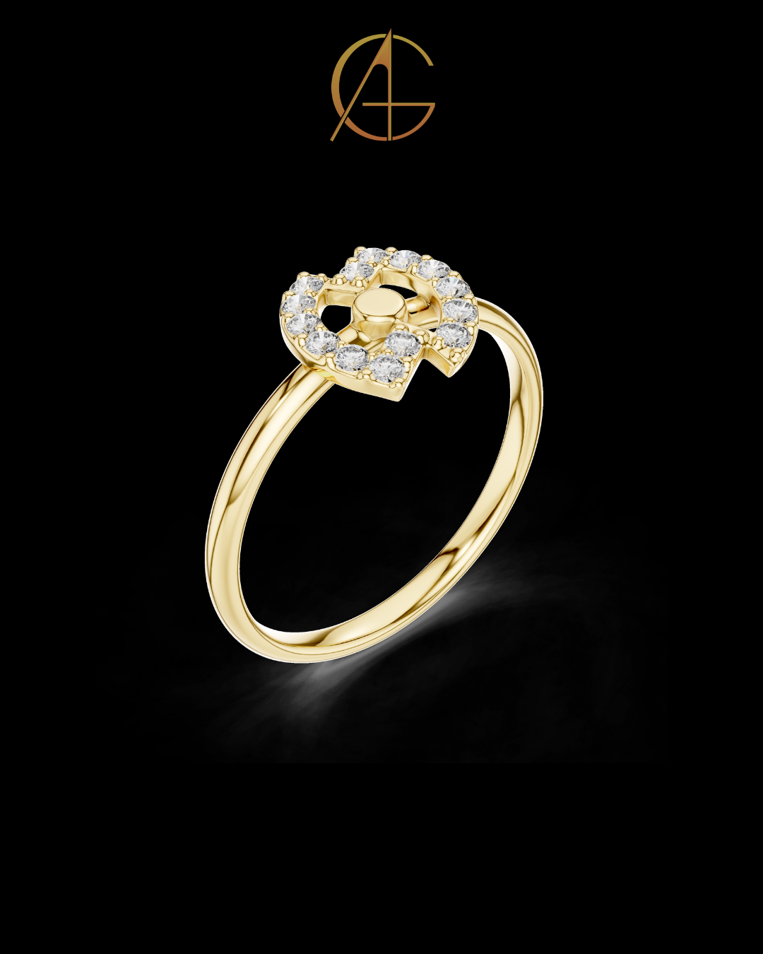 0.11 TCW Circular Moissanite Diamond Ring with Radiant Halo and Geometric Floral Center