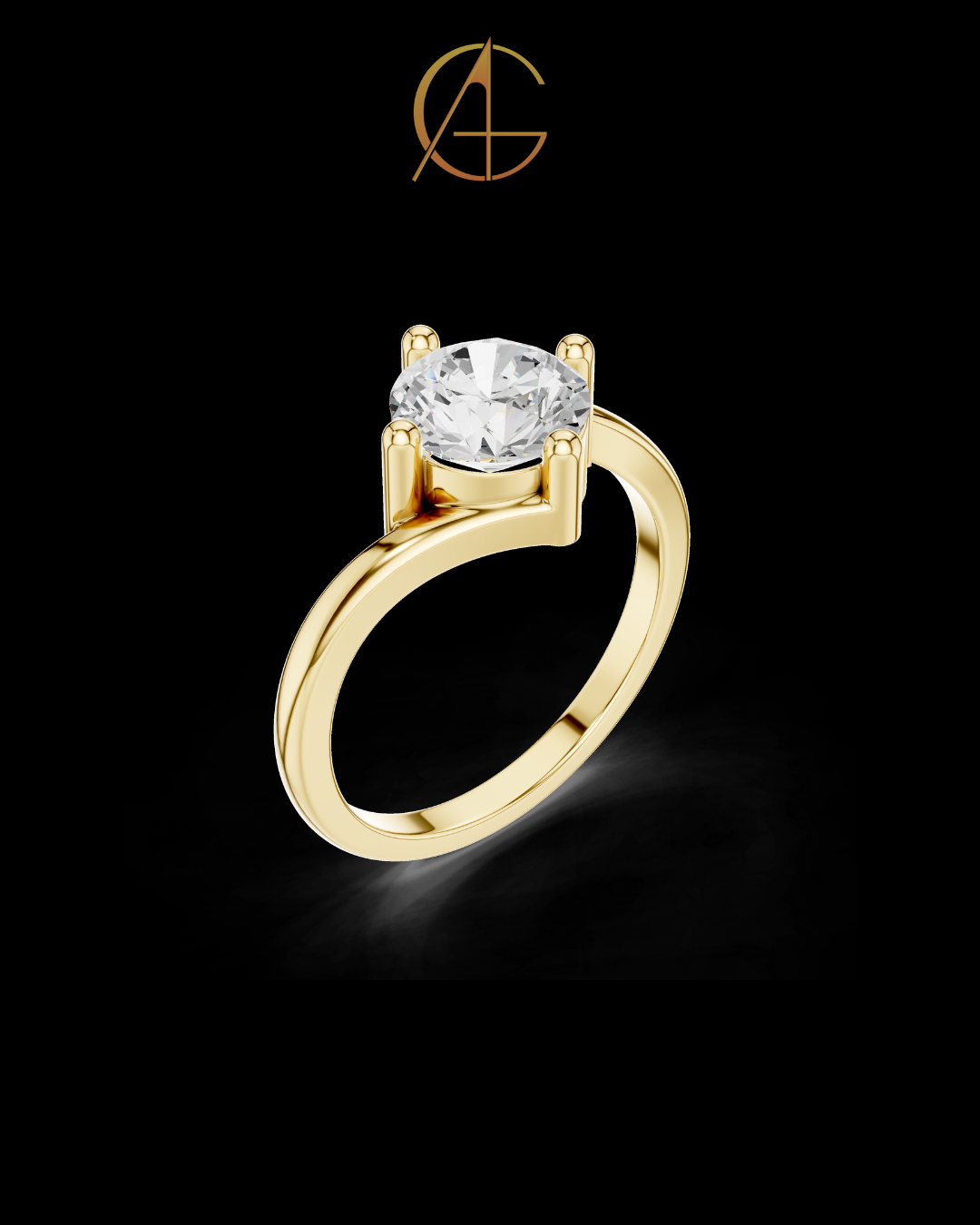 1.00 TCW Exquisite Twisted Band Solitaire Ring Showcasing a Round Moissanite Diamond