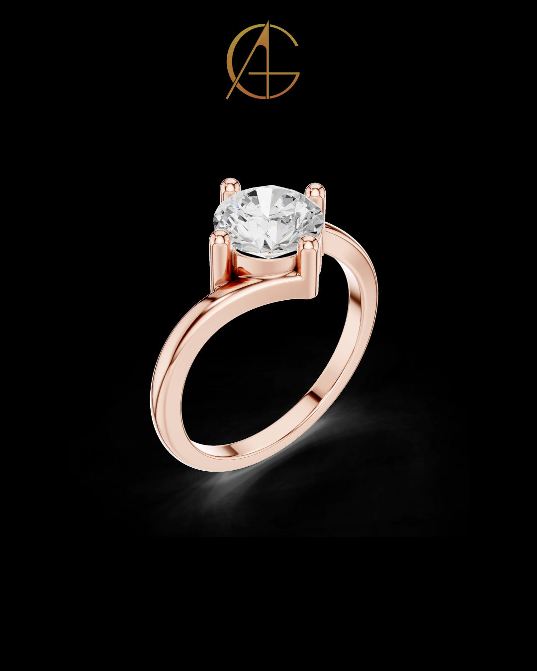 1.00 TCW Exquisite Twisted Band Solitaire Ring Showcasing a Round Moissanite Diamond
