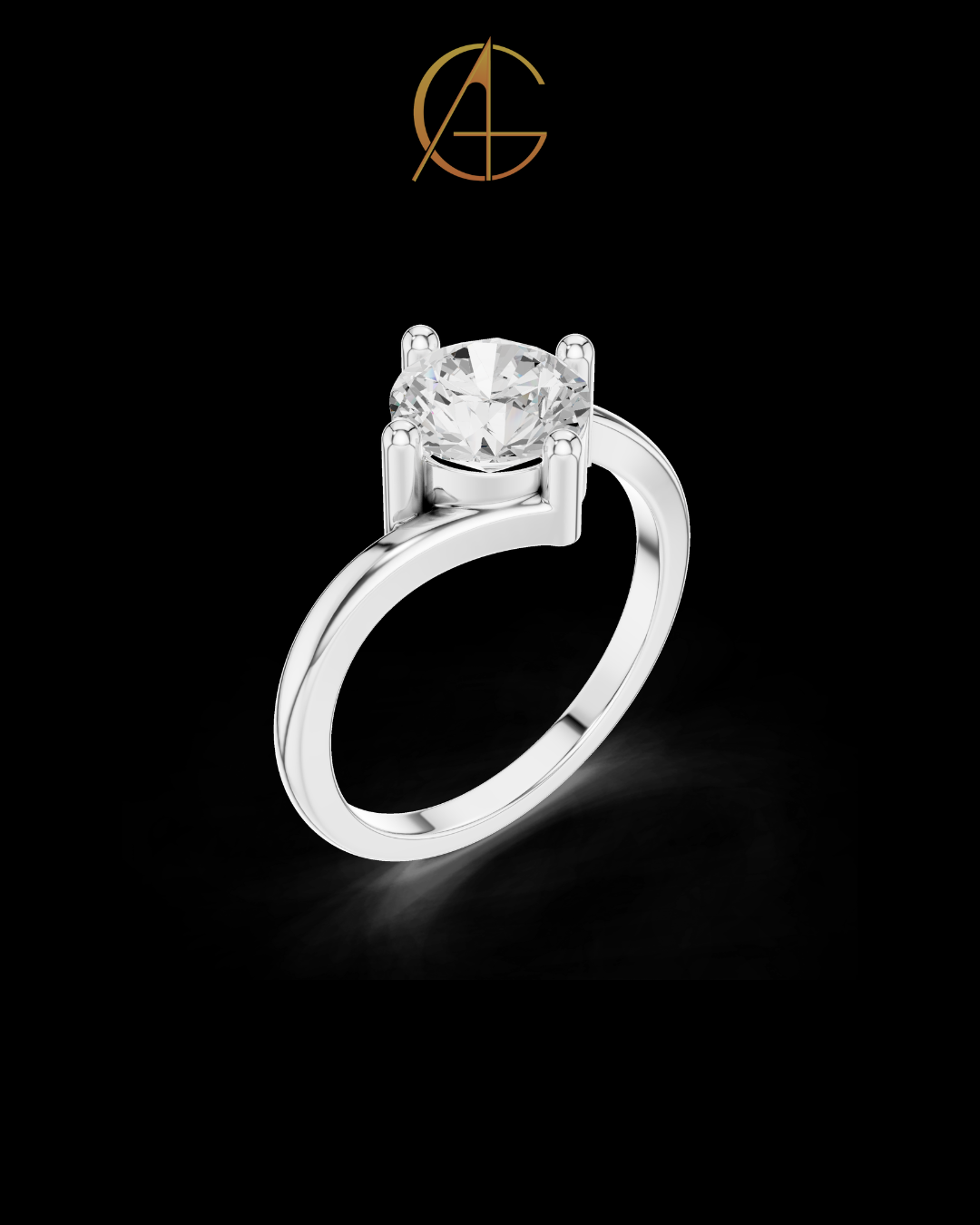 1.00 TCW Exquisite Twisted Band Solitaire Ring Showcasing a Round Moissanite Diamond