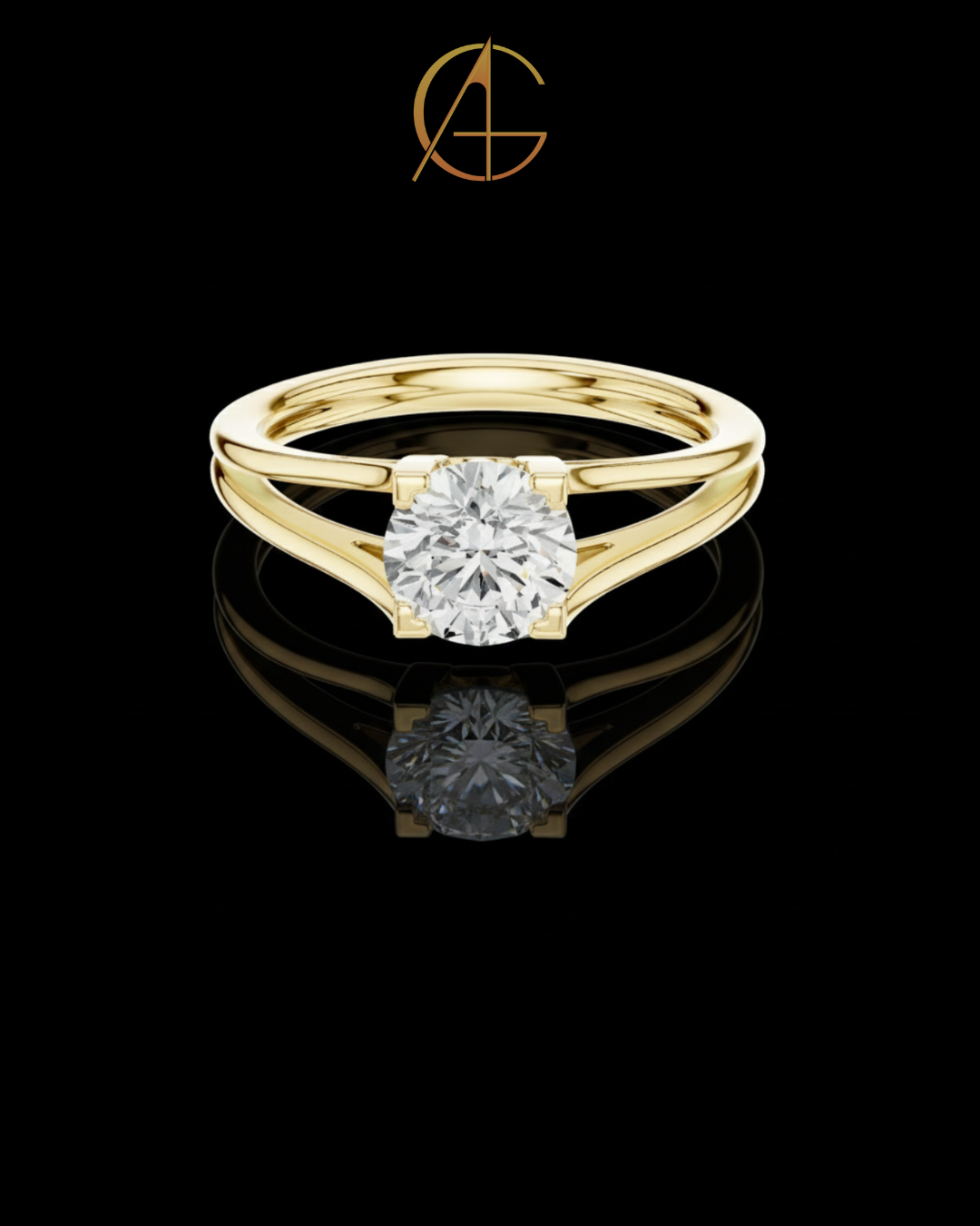 1.00 TCW Shiny Round Brilliant Moissanite Diamond Solitaire Ring Featuring an Elegant Split Shank Band