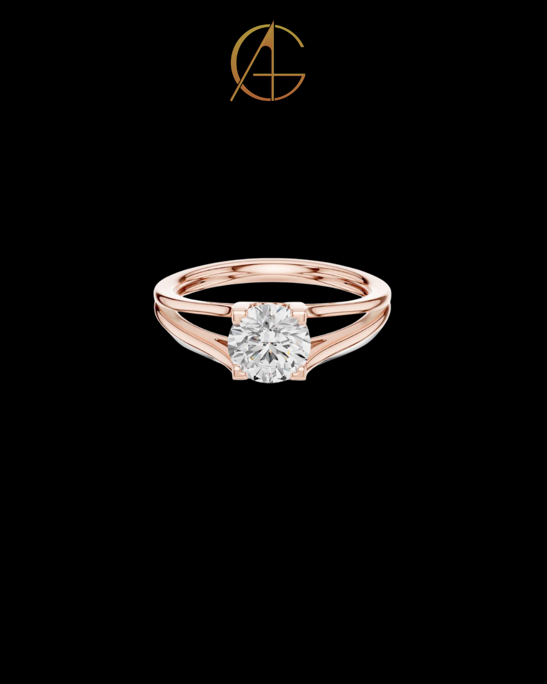 1.00 TCW Shiny Round Brilliant Moissanite Diamond Solitaire Ring Featuring an Elegant Split Shank Band
