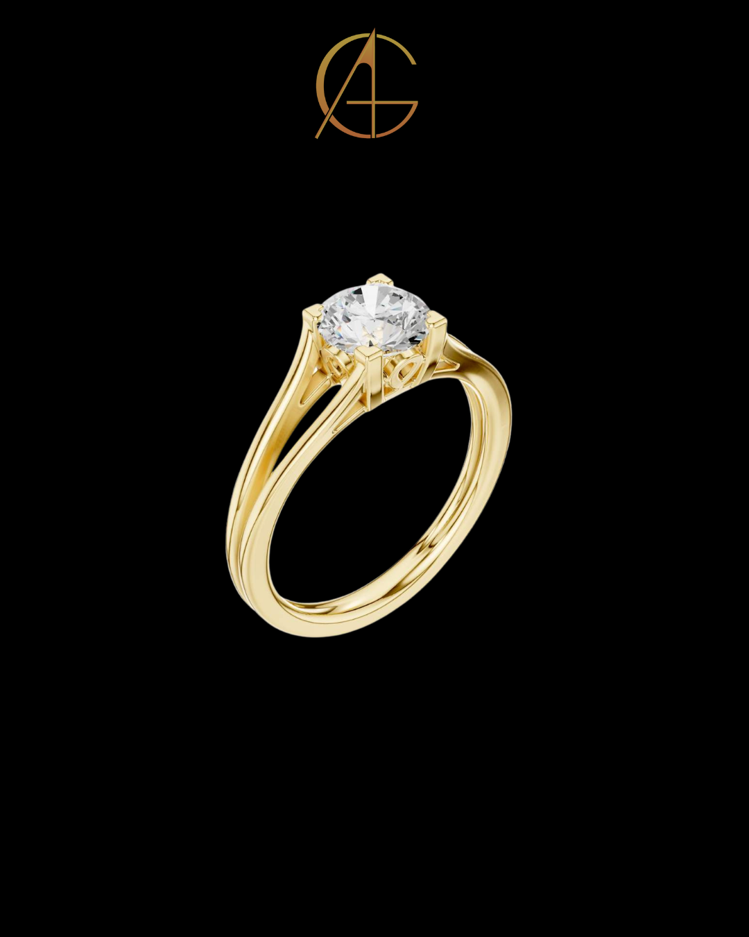 1.00 TCW Shiny Round Brilliant Moissanite Diamond Solitaire Ring Featuring an Elegant Split Shank Band